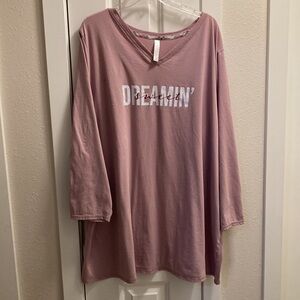 Sleep by Cacique Lavender 3/4 Sleeve Sleep PJ Top Size 34/36